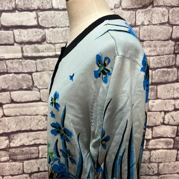 Bob Mackie Wearable Art Blue, Black & Green Cardigan Size 1X - Picture 4 of 9